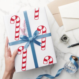 スイートクリスマスレッドキャンディーケーン ラッピングペーパー