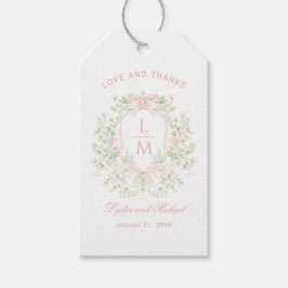 スイートクレスト付き/赤面ピンク弓 | モノグラム結婚ス ギフトタグ