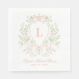 スイートクレスト（ピンクの湾曲付き） | モノグラムブライダルシャワー スタンダードランチョンナプキン