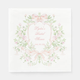 スイートクレスト（ピンクの湾曲付き） | モノグラムブライダルシャワー スタンダードランチョンナプキン