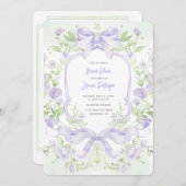 スイートクレストw/ラベンダーボウズブライダルシャワー 招待状 (正面/裏面)