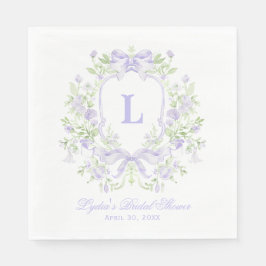 スイートクレストw/ラベンダーボウモノグラムブライダルシャワー スタンダードランチョンナプキン