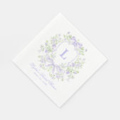 スイートクレストw/ラベンダーボウモノグラムブライダルシャワー スタンダードランチョンナプキン (角)
