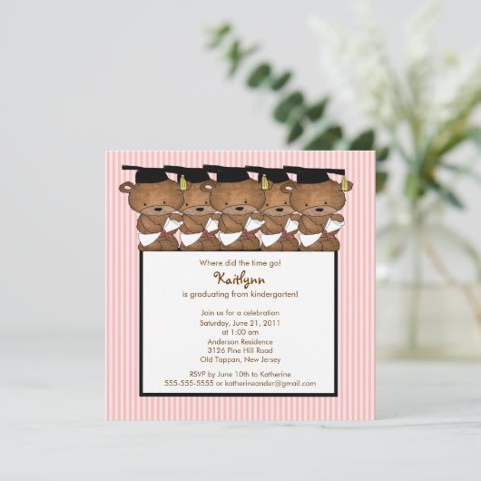 スイートグラッドベア幼稚園卒業招待状 招待状 (スタンド正面)
