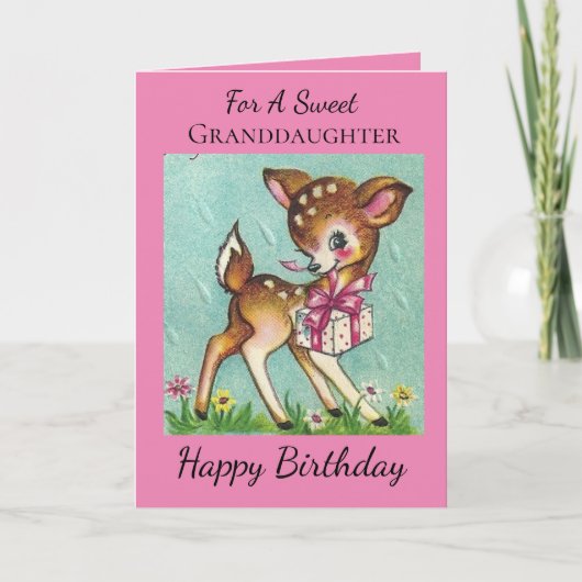 スイートグランドドーターヴィンテージベビーディアー誕生日 カード (正面)