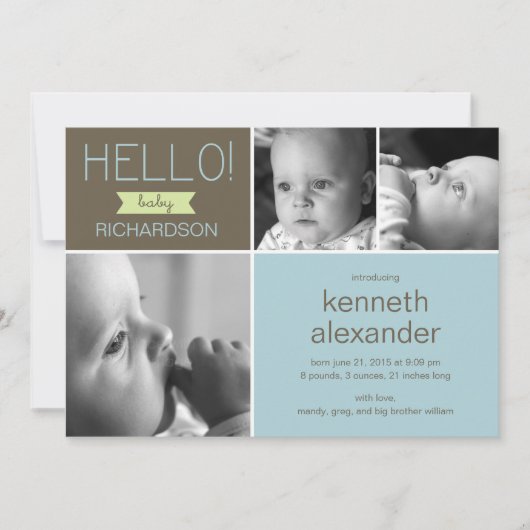 スイートグリーティングベビーの写真出産案内 案内状 (正面)