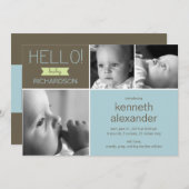 スイートグリーティングベビーの写真出産案内 案内状 (正面/裏面)