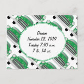 スイートグリーンレトロ車ベビーシャワーギフト インビテーションポストカード (正面)