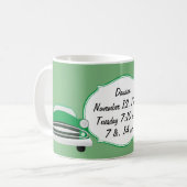 スイートグリーンレトロ車ベビーシャワーギフト コーヒーマグカップ (正面左)