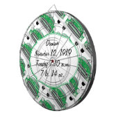 スイートグリーンレトロ車ベビーシャワーギフト ダーツボード (正面右)