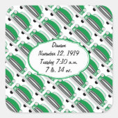 スイートグリーンレトロ車ベビーシャワー発表 スクエアシール (正面)