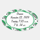 スイートグリーンレトロ車ベビーシャワー発表 楕円形シール (正面)