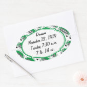 スイートグリーンレトロ車ベビーシャワー発表 楕円形シール (封筒)