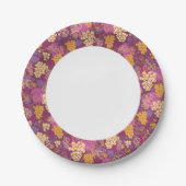 スイートグレープつる植物パターン背景 ペーパープレート (正面)