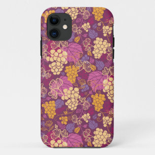 スイートグレープつる植物パターン背景 iPhone 11 ケース