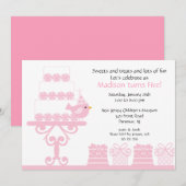 スイートケーキの誕生日招待状 招待状 (正面/裏面)