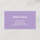 スイートケーキベーカリーかわいいタイポグラフィラベンダー 名刺 (裏面)