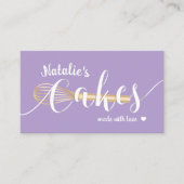 スイートケーキベーカリーかわいいタイポグラフィラベンダー 名刺 (正面)