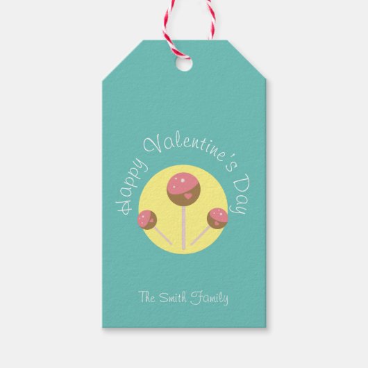 スイートケーキヴァレンティポップ・アートのンズピンクティール（緑がかった色） ギフトタグ (正面)