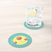 スイートケーキヴァレンティポップ・アートのンズピンクティール（緑がかった色） ラウンドペーパーコースター (インサイチュ)