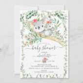 スイートコアラベアーガールズベビーシャワー招待状 招待状 (正面)