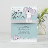 スイートコアラベアーズティール（緑がかった色）男女兼用ベビーシャワー 招待状 (スタンド正面)