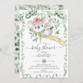 スイートコアラベアーボーイズベビーシャワー招待状 招待状 (正面/裏面)