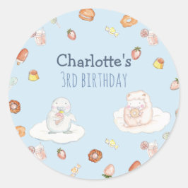 スイートコットンキャンディクラウドベビーブルー子供の誕生日 ラウンドシール