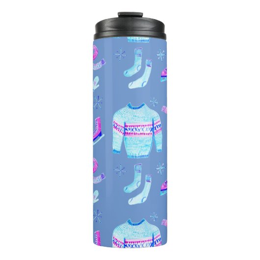 スイートコージーウィンターギアアイススケートで滑るウォーターカラー タンブラー (正面)