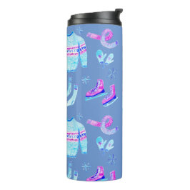 スイートコージーウィンターギアアイススケートで滑るウォーターカラー タンブラー