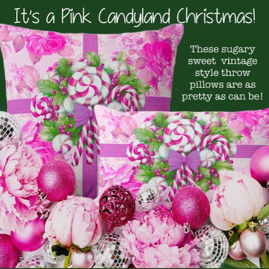 スイートコージーコテージピンクとパープルクリスマス クッション