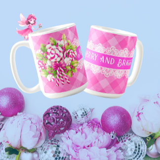 スイートコージーコテージピンクとパープルクリスマス コーヒーマグカップ