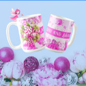 スイートコージーコテージピンクとパープルクリスマス ラウンドクッション