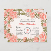 スイートコーラルバラガーデンブライダルシャワー インビテーションポストカード (正面/裏面)