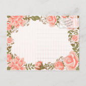 スイートコーラルバラガーデンブライダルシャワー インビテーションポストカード (裏面)