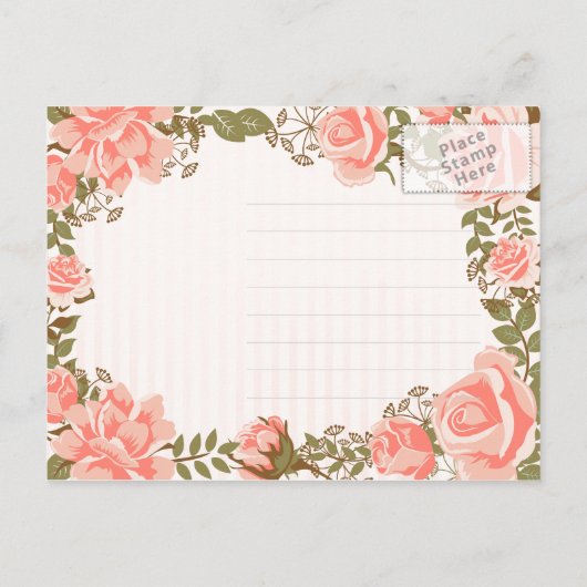 スイートコーラルバラガーデンブライダルシャワー インビテーションポストカード (裏面)