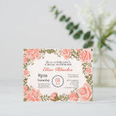 スイートコーラルバラガーデンブライダルシャワー インビテーションポストカード (スタンド正面)