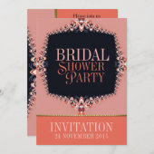 スイートコーラル&ピンクブライダルシャワーパーティの招待状 招待状 (正面/裏面)