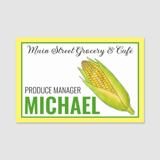 スイートコーンコブグロッサリーストアベジタブルベーグ 名札 (正面)