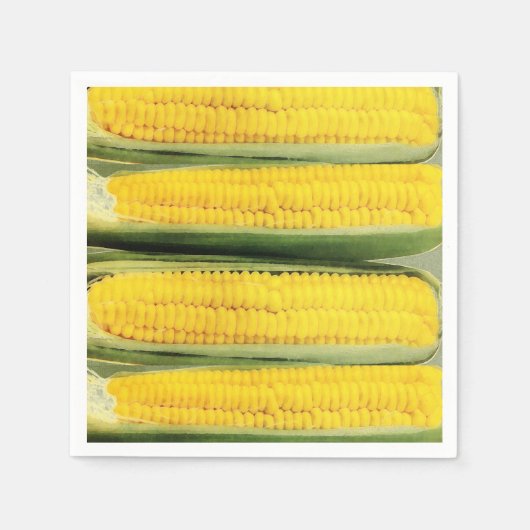 スイートコーン - ヴィンテージイラスト スタンダードカクテルナプキン (正面)
