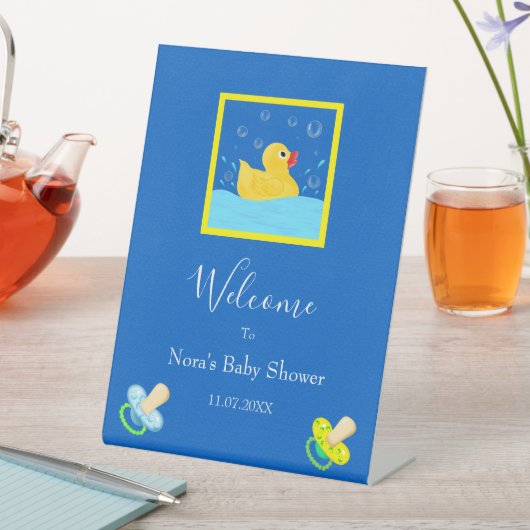 スイートゴムダッキー（アヒルちゃん）ウェルカムベビーシャワーウェルカム 台座サイン (インサイチュ)