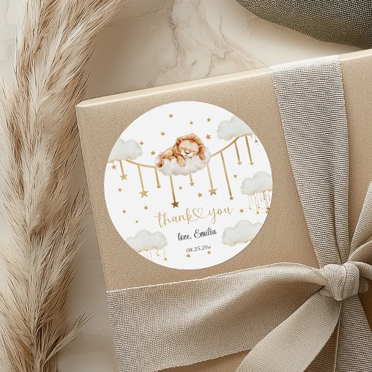 スイートゴールデンスターリーライオンクラウドベビーシャワー ラウンドシール