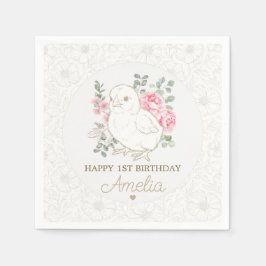 スイートゴールドフラワーチキ誕生日 スタンダードカクテルナプキン