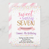 スイートサッシー7誕生日パーティーテーマ 招待状 (正面/裏面)