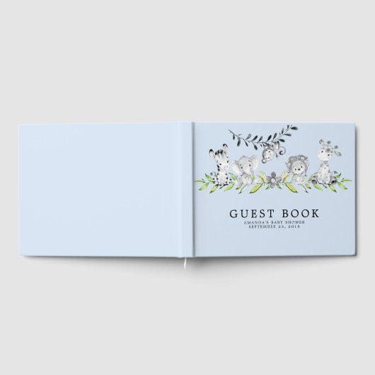スイートサファリアニマルズベビーシャワーゲストブック ゲストブック (全面)