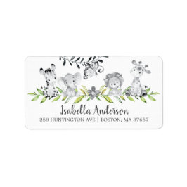 スイートサファリアニマルズベビーシャワー住所 シール