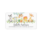 スイートサファリアニマルズベビーシャワー住所 シール (正面)