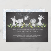 スイートサファリアニマルズボーイベビーシャワー招待状 招待状 (正面/裏面)