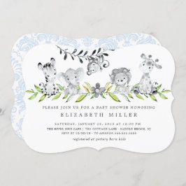 スイートサファリアニマルズボーイベビーシャワー招待状 招待状