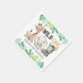 スイートサファリアニマルズワイルドワン誕生日ナプキンス スタンダードカクテルナプキン (角)